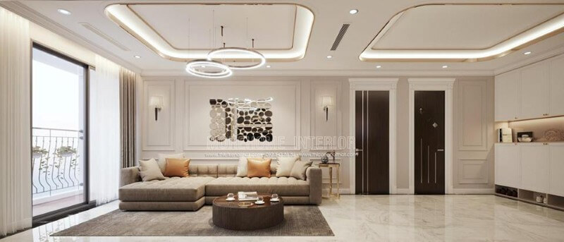 Bộ sofa bọc da màu nâu sữa mang đến vẻ đẹp ấn tượng cho không gian Thiết kế nội thất phòng khách đẹp - Sofa phòng khách sang trọng