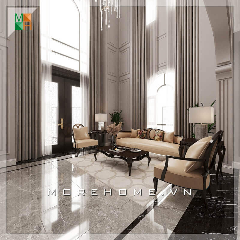 Với một không gian phòng khách nguy nga và rộng rãi thì mẫu bàn óc chó ghế sofa bọc da chân gỗ tự nhiên cao cấp là sự lựa chọn phù hợp nhất khiến căn phòng khách trở nên sang trọng và đẳng cấp hơn bao giờ hết. Danh sách các mẫu thiết kế phòng khách sang trọng