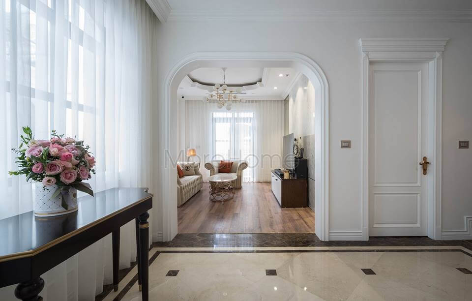 Ứng dụng gạch lát nền vân đá Marble kích thước 60x60 (cm) vào lát sảnh biệt thự Tư vấn chọn lựa mẫu thiết kế phòng khách độc đáo
