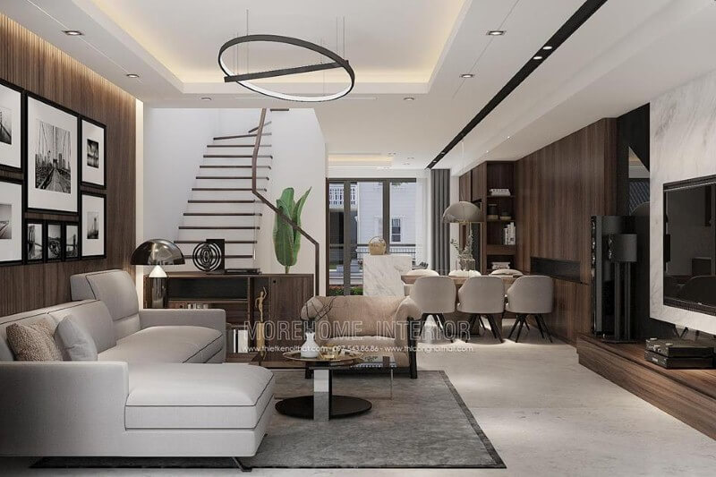 Mẫu trang trí phòng khách liền bếp đẹp, tạo nên không gian thông thoáng là một trong những xu hướng ấn tượng nhất hiện nay. Thiết kế nội thất phòng khách