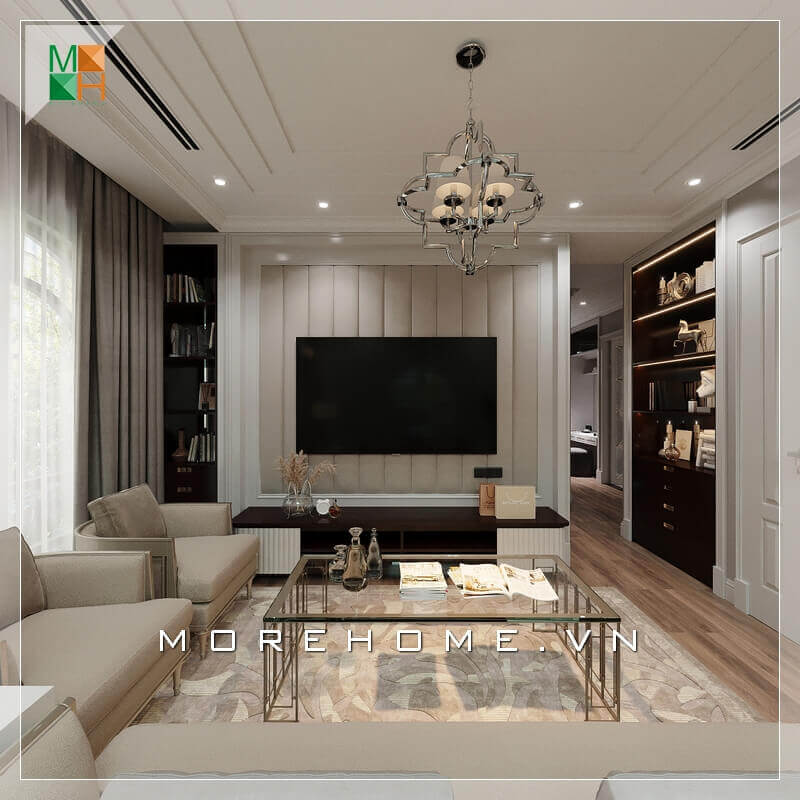 Ngắm nhìn mẫu thiết kế nội thất phòng khách đẹp, sang trọng cho chung cư, nhà phố, biệt thự mang phong cách tân cổ điển. Thiết kế phòng khách tân cổ điển đang là một xu thế đang được săn đón nhất hiện nay. Lối thiết kế phòng khách cổ điển xen lẫn hiện đại này sẽ đem lại nét mới, nét cổ vì thế không bao giờ lỗi mốt với thời gian. Say đắm với các mẫu thiết kế phòng khách đẹp