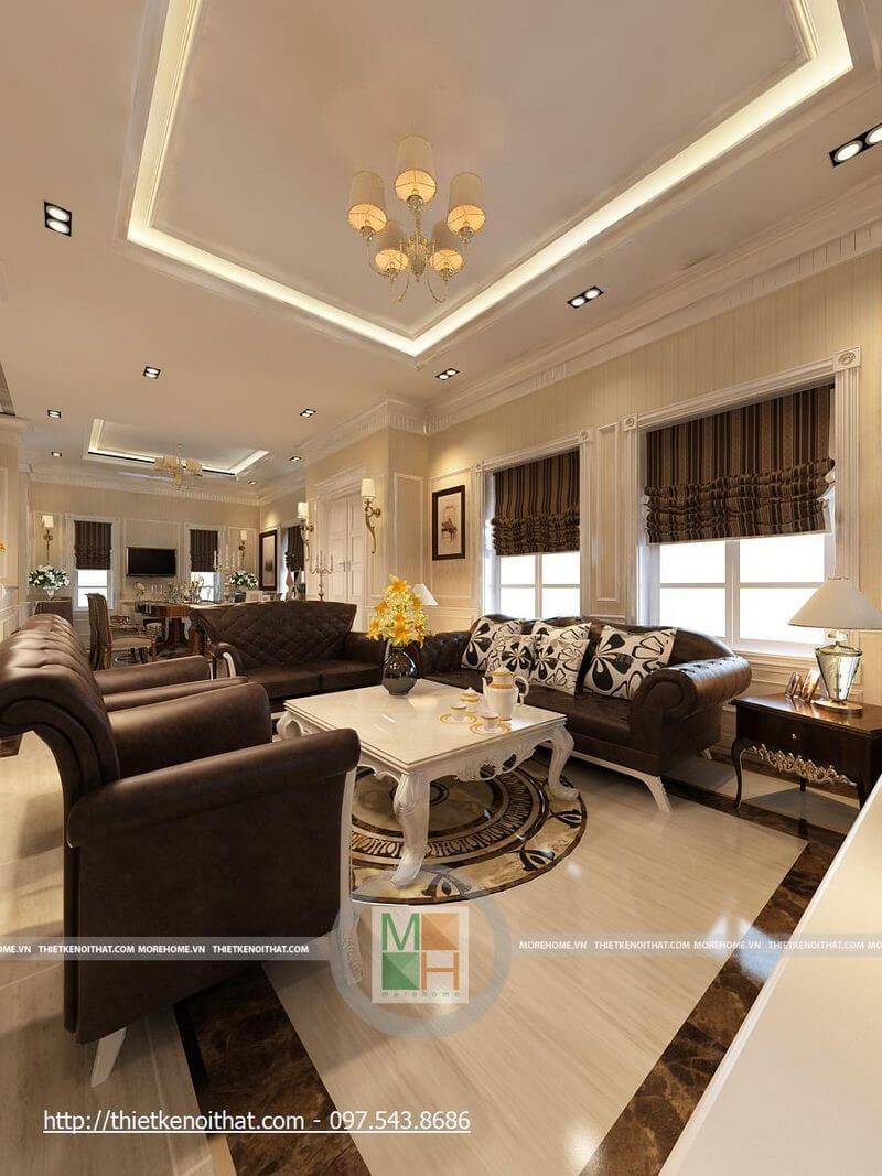 Thiết kế nội thất phòng khách phong cách tân cổ điển sang trọng, đẳng cấp Gợi ý các mẫu bố trí phòng khách sang trọng