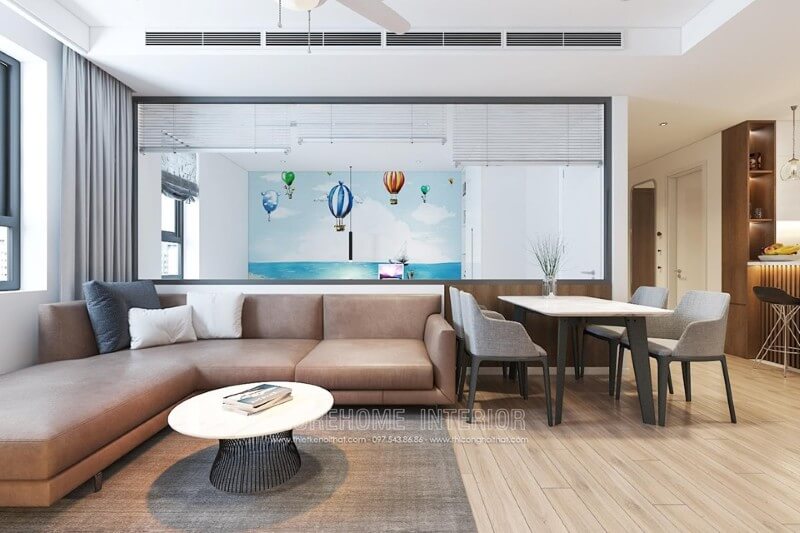 Mẫu thiết kế phòng khách chung cư hiện đại với đồ nội thất đơn giản nhưng tiện nghi BST thiết kế phòng khách phong cách đa dạng