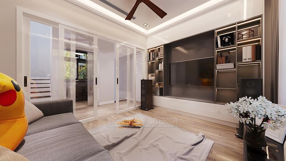 Thiết kế nội thất phòng khách đẹp cho khu vực hành lang tầng nhà biệt thự tại Starlake Tây Hồ Thiết kế phòng bếp tại Hà Nội