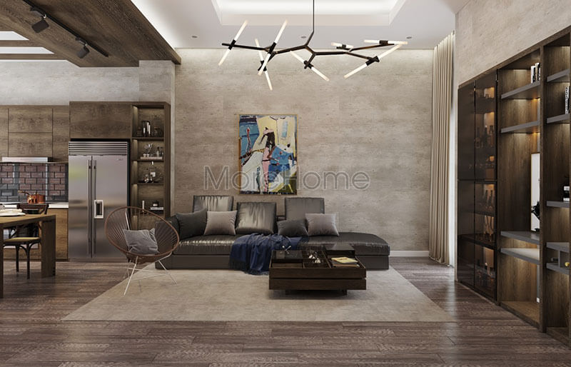 Thiết kế nội thất phòng khách đẹp với mẫu sofa hiện đại tạo điểm nhấn cho căn phòng Thiết kế phòng khách tại Hà Nội