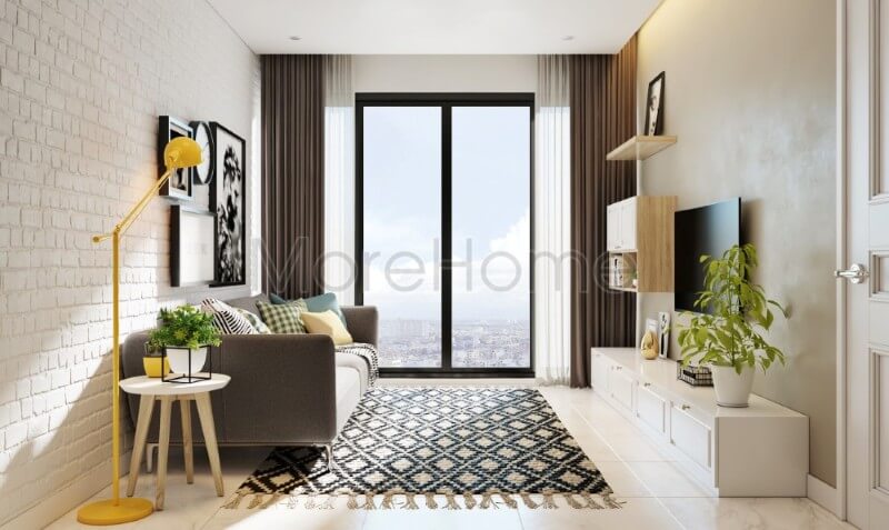 Với 2 gam màu chủ đạo trắng và đen được kết hợp hài hòa, khéo léo, không gian phòng khách mang lại sự sang trọng, tinh tế cũng như mang đậm nét tính cách của gia chủ tại căn hộ chung cư này Thiết kế phòng khách tại Hà Nội