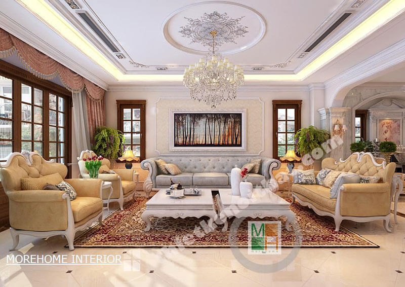 Thiết kế nội thất phòng khách sang trọng, cao cấp tại biệt thự Quảng Ninh Chọn lựa các mẫu bố trí phòng khách đẹp tuyệt vời nhất
