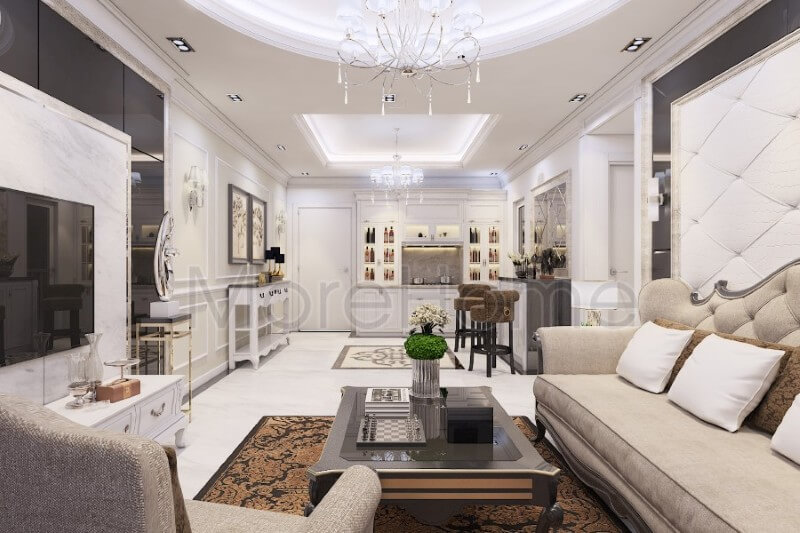 Mẫu thiết kế phòng khách chung cư cao cấp là sự kết hợp hài hòa của nét đẹp hiện đại trẻ trung khỏe khoắn cộng với sự mềm mại sang trọng của phong cách nội thất cổ điển Ngắm nhìn các mẫu bố trí phòng khách cao cấp