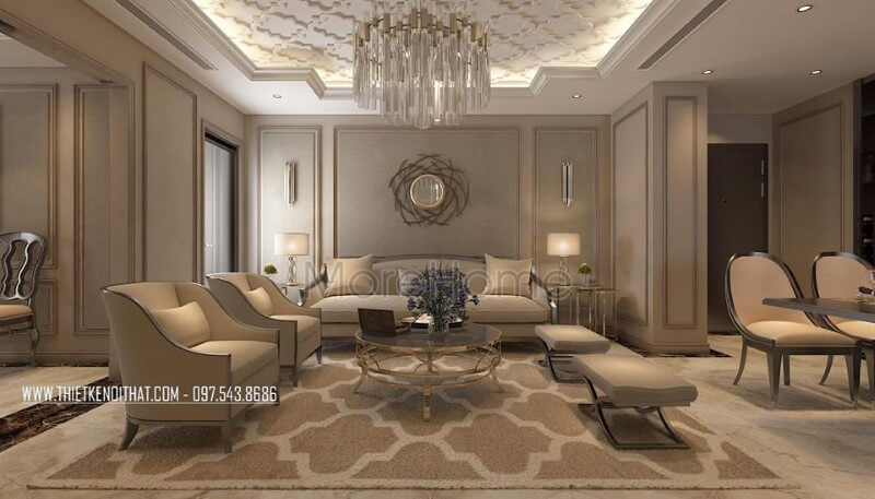 Phong cách tân cổ điển là nguồn cảm hứng thiết kế không gian nội thất phòng khách đầy ấn tượng Ngắm nhìn các mẫu bố trí phòng khách cao cấp