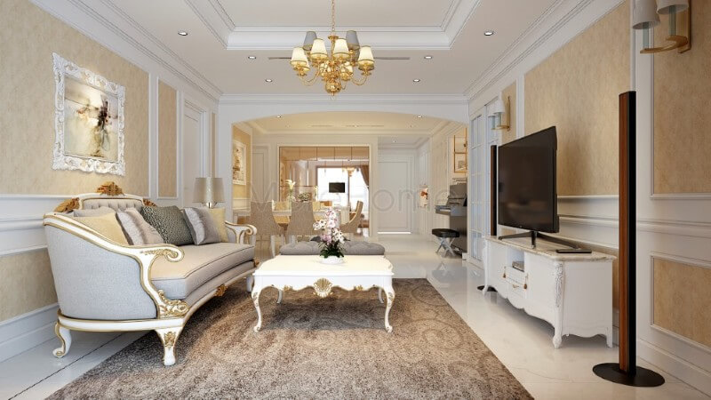 Thiết kế nội thất phòng khách chung cư tân cổ điển mang vẻ đẹp quý phái, sang trọng Ngắm nhìn các mẫu bố trí phòng khách cao cấp