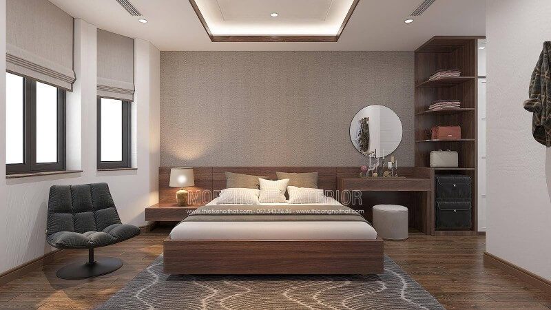 Nếu là người ưa thích mẫu phòng ngủ đơn giản nhưng đẹp, sang trọng, bạn nên tham khảo ý tưởng thiết kế nội thất phòng ngủ theo phong cách hiện đại trong biệt thự Vinhomes Imperia Hải Phòng trên đây.