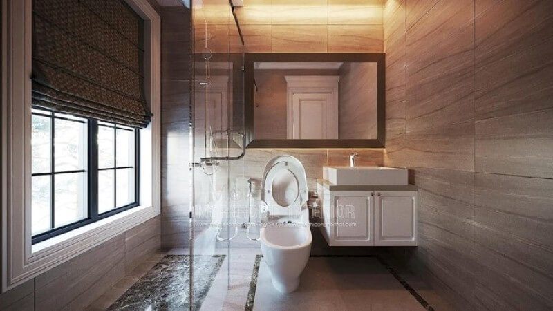 Phòng tắm kính cường lực mở quay lựa chọn hoàn hảo tăng sự thông thoáng cho phòng tắm nhỏ của bé trai