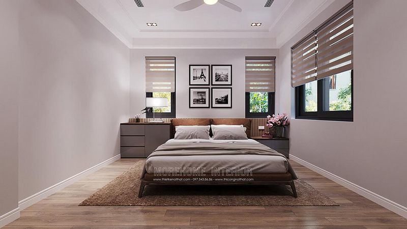Hà Nội có thiết kế giường ngủ biệt thự gỗ óc chó đẹp.